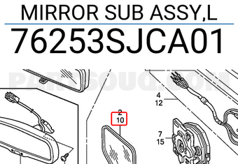 Honda 76253SJCA01 MIRROR SUB ASSY,L