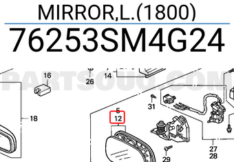 Honda 76253SM4G24 MIRROR,L.(1800)