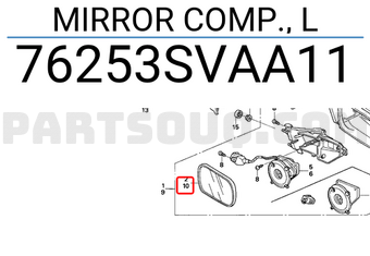Honda 76253SVAA11 MIRROR COMP., L