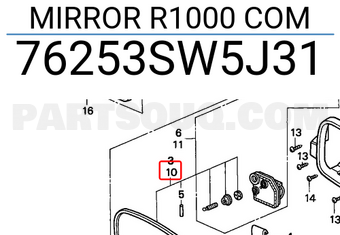Honda 76253SW5J31 MIRROR R1000 COM