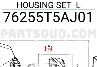 Honda 76255T5AJ01 HOUSING SET L