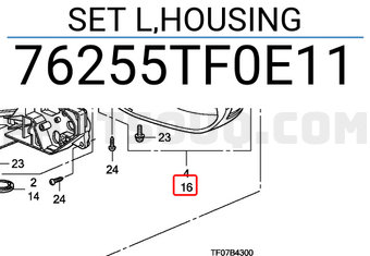 Honda 76255TF0E11 SET L,HOUSING
