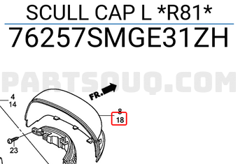 Honda 76257SMGE31ZH SCULL CAP L *R81*