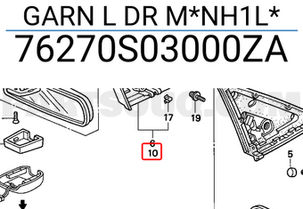 Honda 76270S03000ZA GARN L DR M*NH1L*