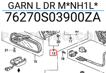 Honda 76270S03900ZA GARN L DR M*NH1L*