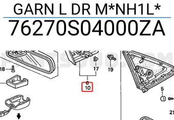 Honda 76270S04000ZA GARN L DR M*NH1L*