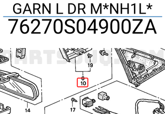 Honda 76270S04900ZA GARN L DR M*NH1L*