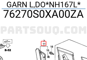 Honda 76270S0XA00ZA GARN L,DO*NH167L*