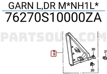 Honda 76270S10000ZA GARN L,DR M*NH1L*
