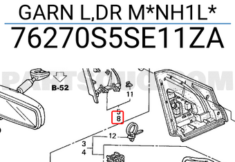 Honda 76270S5SE11ZA GARN L,DR M*NH1L*
