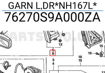 Honda 76270S9A000ZA GARN L,DR*NH167L*