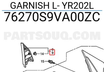 Honda 76270S9VA00ZC GARNISH L- YR202L