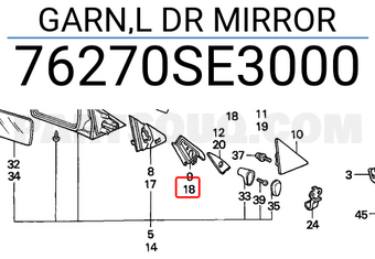 Honda 76270SE3000 GARN,L DR MIRROR