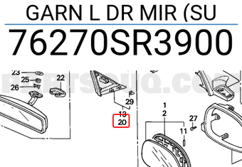 Honda 76270SR3900 GARN L DR MIR (SU