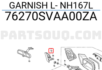 Honda 76270SVAA00ZA GARNISH L- NH167L