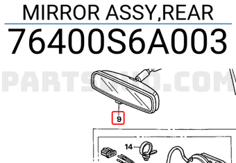 Honda 76400S6A003 MIRROR ASSY,REAR