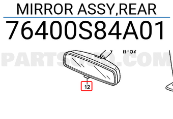 Honda 76400S84A01 MIRROR ASSY,REAR
