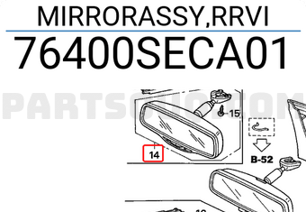 Honda 76400SECA01 MIRRORASSY,RRVI