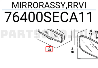 Honda 76400SECA11 MIRRORASSY,RRVI
