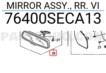 Honda 76400SECA13 MIRROR ASSY., RR. VI