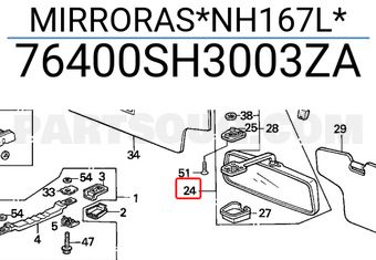 Honda 76400SH3003ZA MIRRORAS*NH167L*