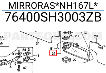 Honda 76400SH3003ZB MIRRORAS*NH167L*