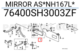 Honda 76400SH3003ZF MIRROR AS*NH167L*