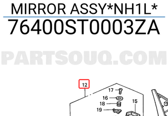 Honda 76400ST0003ZA MIRROR ASSY*NH1L*