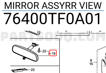 Honda 76400TF0A01 MIRROR ASSYRR VIEW