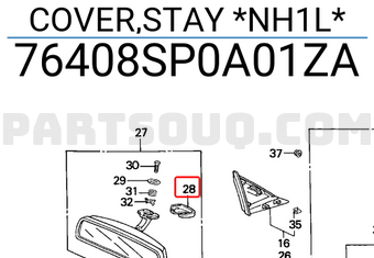 Honda 76408SP0A01ZA COVER,STAY *NH1L*