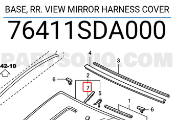 Honda 76411SDA000 BASE, RR. VIEW MIRROR HARNESS COVER