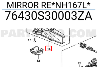 Honda 76430S30003ZA MIRROR RE*NH167L*