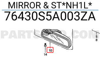 Honda 76430S5A003ZA MIRROR & ST*NH1L*