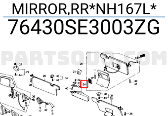 Honda 76430SE3003ZG MIRROR,RR*NH167L*