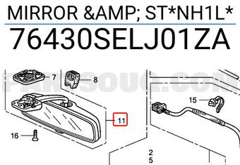 Honda 76430SELJ01ZA MIRROR & ST*NH1L*