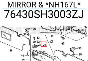 Honda 76430SH3003ZJ MIRROR & *NH167L*