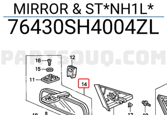 Honda 76430SH4004ZL MIRROR & ST*NH1L*