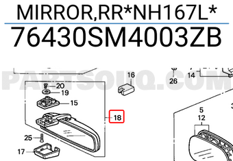 Honda 76430SM4003ZB MIRROR,RR*NH167L*