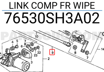 Honda 76530SH3A02 LINK COMP FR WIPE