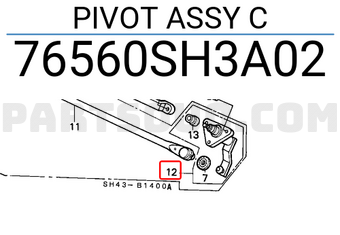 Honda 76560SH3A02 PIVOT ASSY C