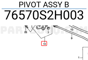Honda 76570S2H003 PIVOT ASSY B