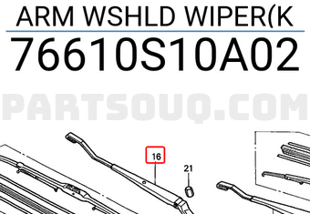 Honda 76610S10A02 ARM WSHLD WIPER(K