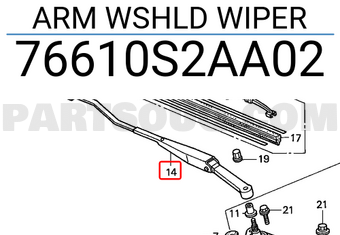 Honda 76610S2AA02 ARM WSHLD WIPER