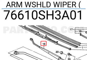 Honda 76610SH3A01 ARM WSHLD WIPER