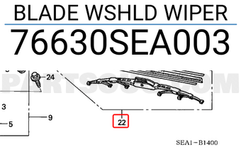 Honda 76630SEA003 BLADE WSHLD WIPER