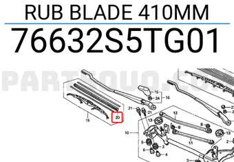 Honda 76632S5TG01 RUB BLADE 410MM