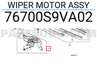 Honda 76700S9VA02 WIPER MOTOR ASSY