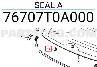 Honda 76707T0A000 SEAL A