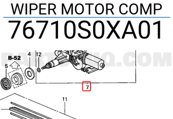 Honda 76710S0XA01 WIPER MOTOR COMP