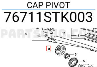Honda 76711STK003 CAP PIVOT